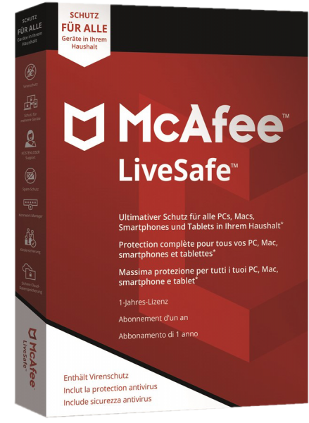 McAfee LiveSafe 2021 | Bez ograniczeń Geräte